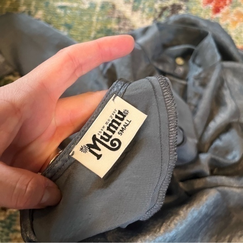 Show Me Your Mumu dark gray peasant bohemian open back dress - Picture 8 of 9
